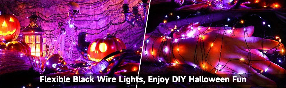 Solar Purple & Orange Halloween Lights