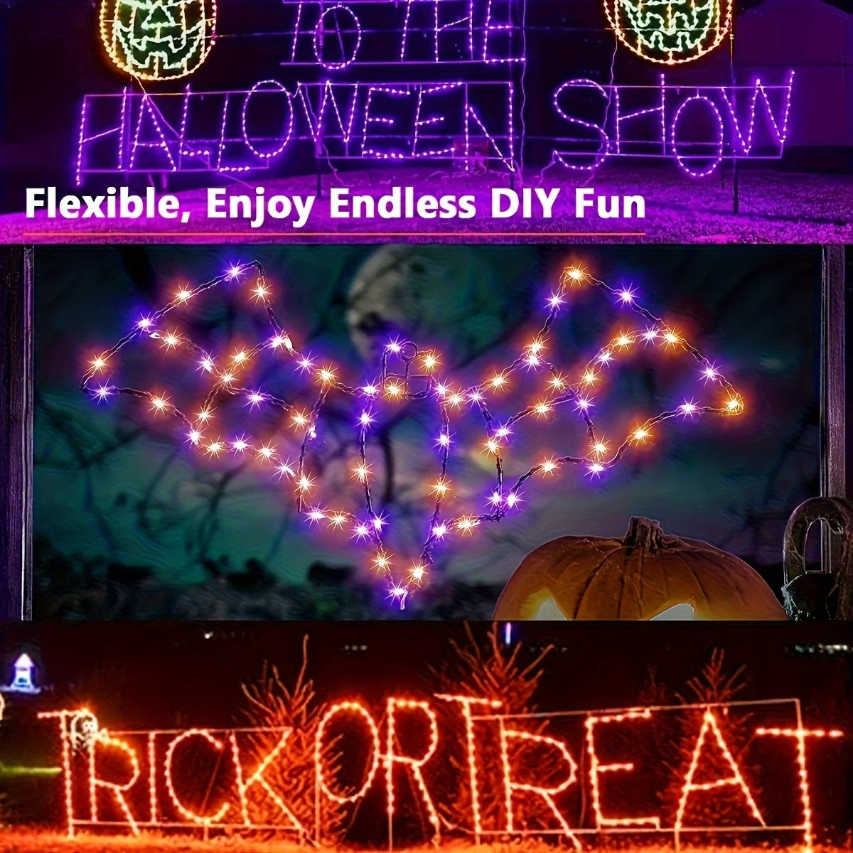 Solar Purple & Orange Halloween Lights
