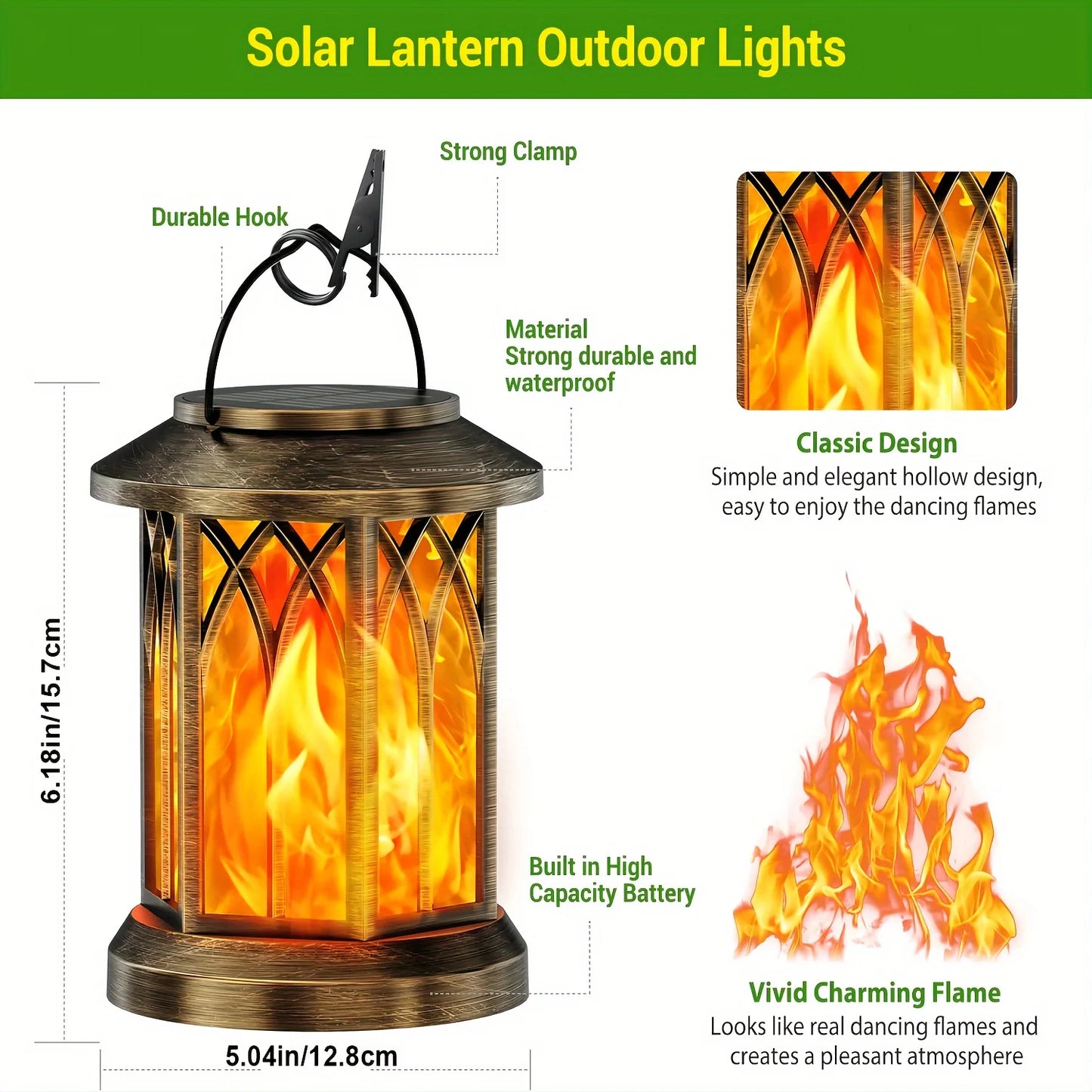Solar Flame Lantern Light