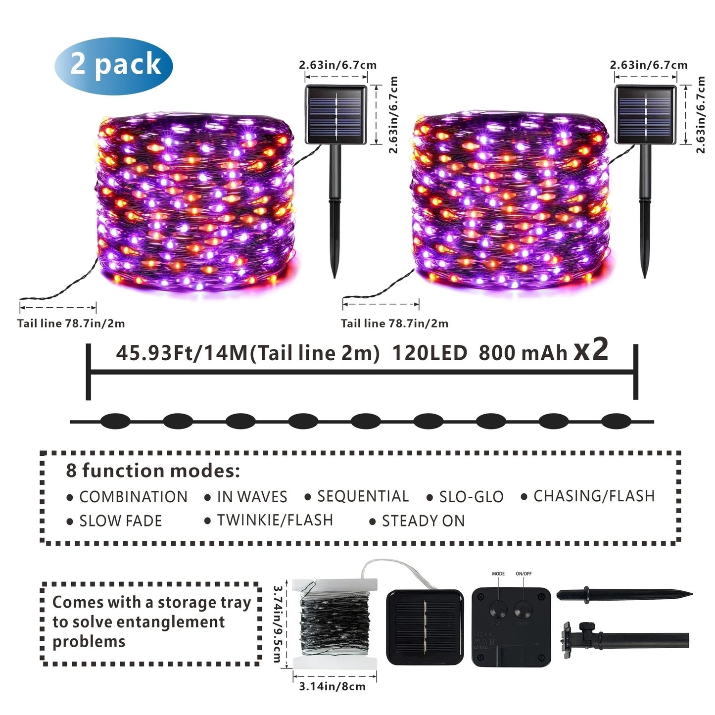 Solar Purple & Orange Halloween Lights
