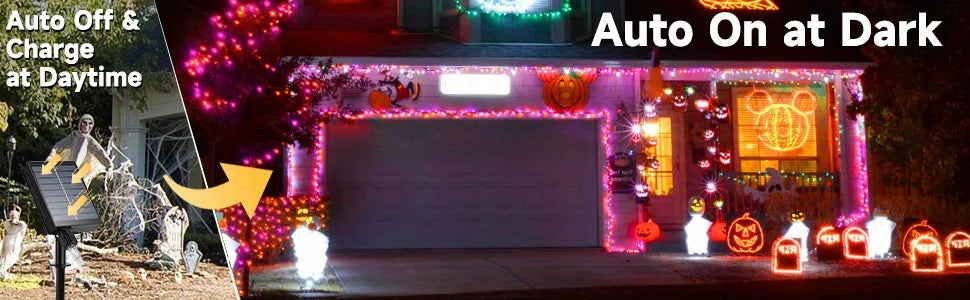 Solar Purple & Orange Halloween Lights