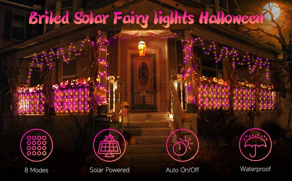 Solar Purple & Orange Halloween Lights