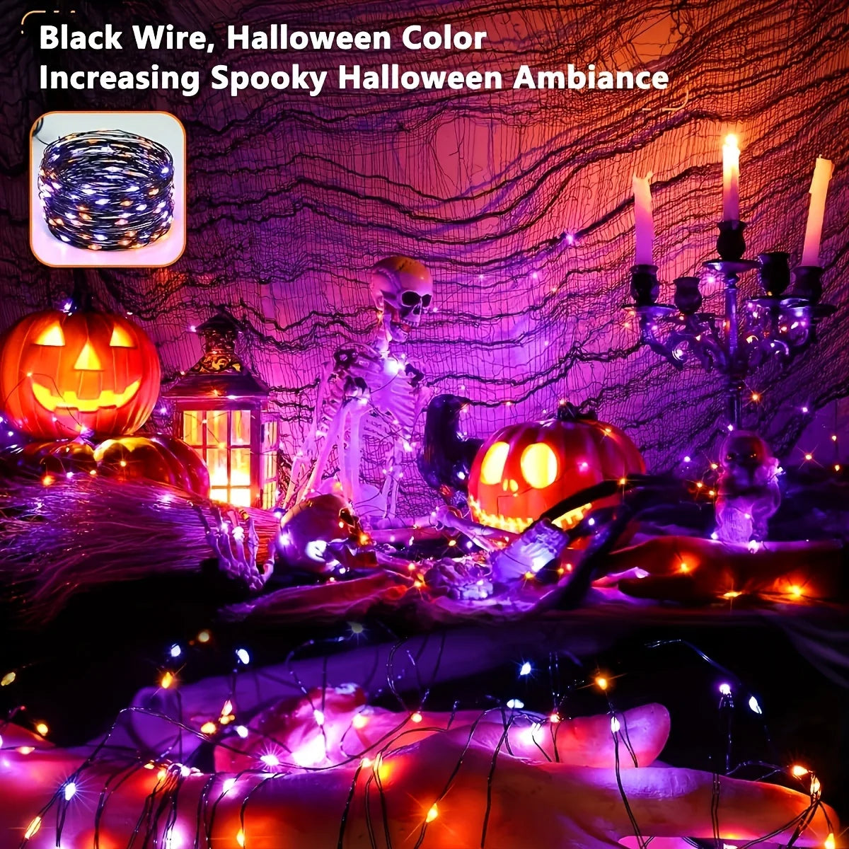 Solar Purple & Orange Halloween Lights