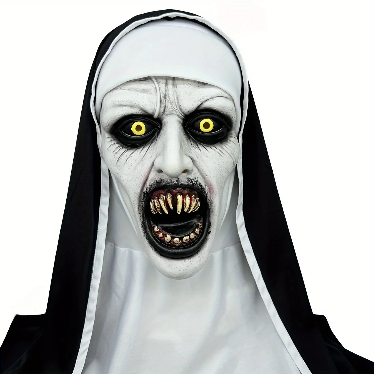 Horror Nun Mask – Scary Latex Face Cover for Halloween Cosplay & Haunted Costume Parties