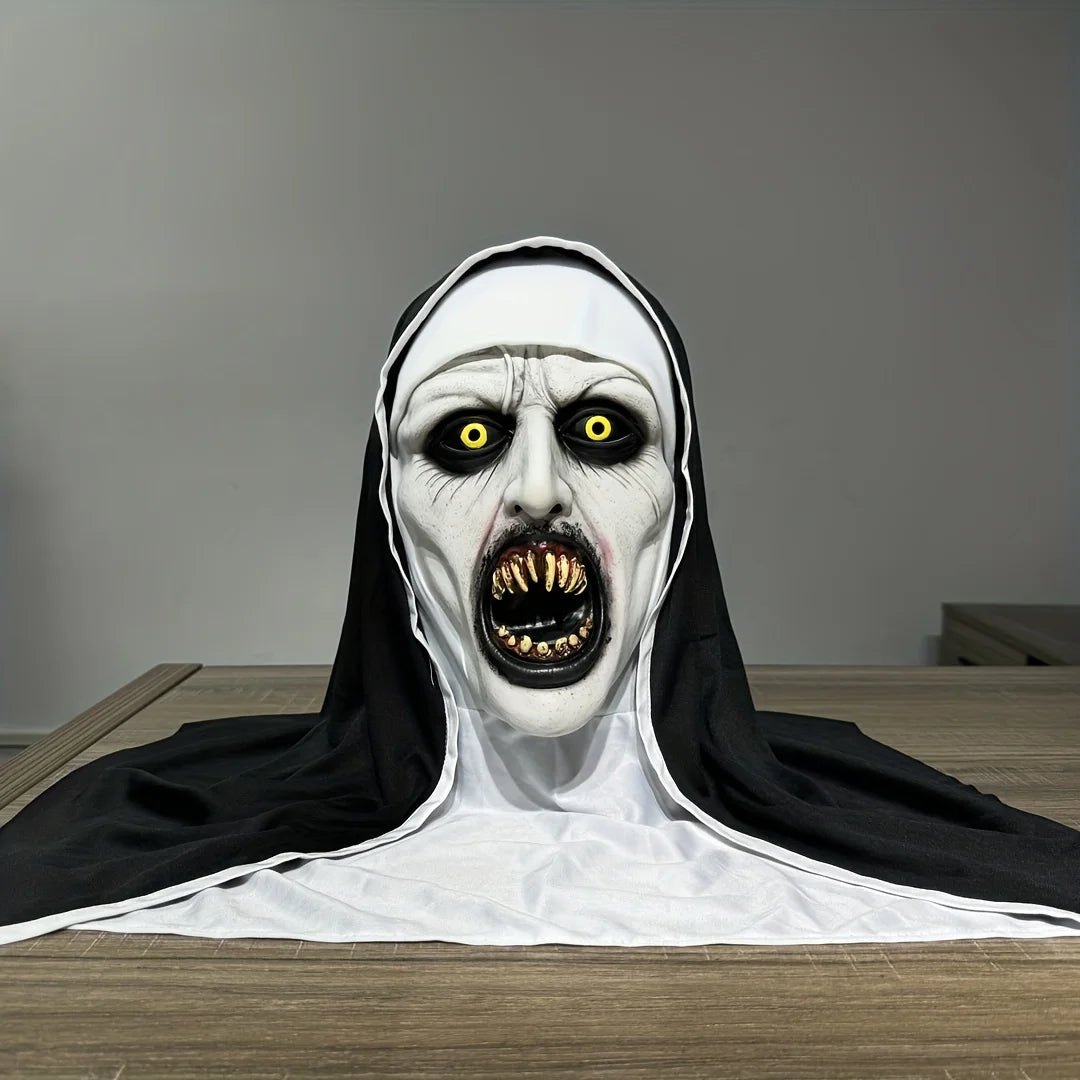 Horror Nun Mask – Scary Latex Face Cover for Halloween Cosplay & Haunted Costume Parties