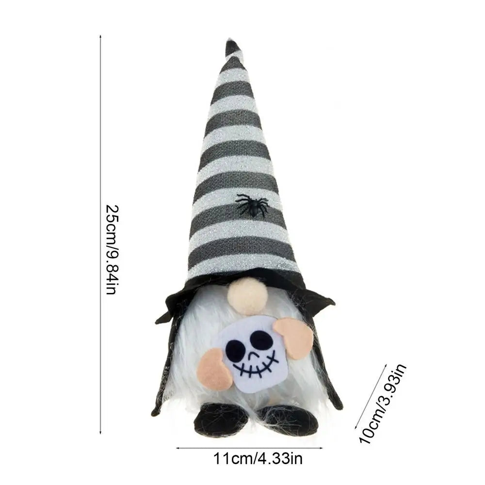 Halloween LED Gnome Decoration – Light-Up Witch Plush Doll with Hat & Pumpkin (Orange/Purple/Black)