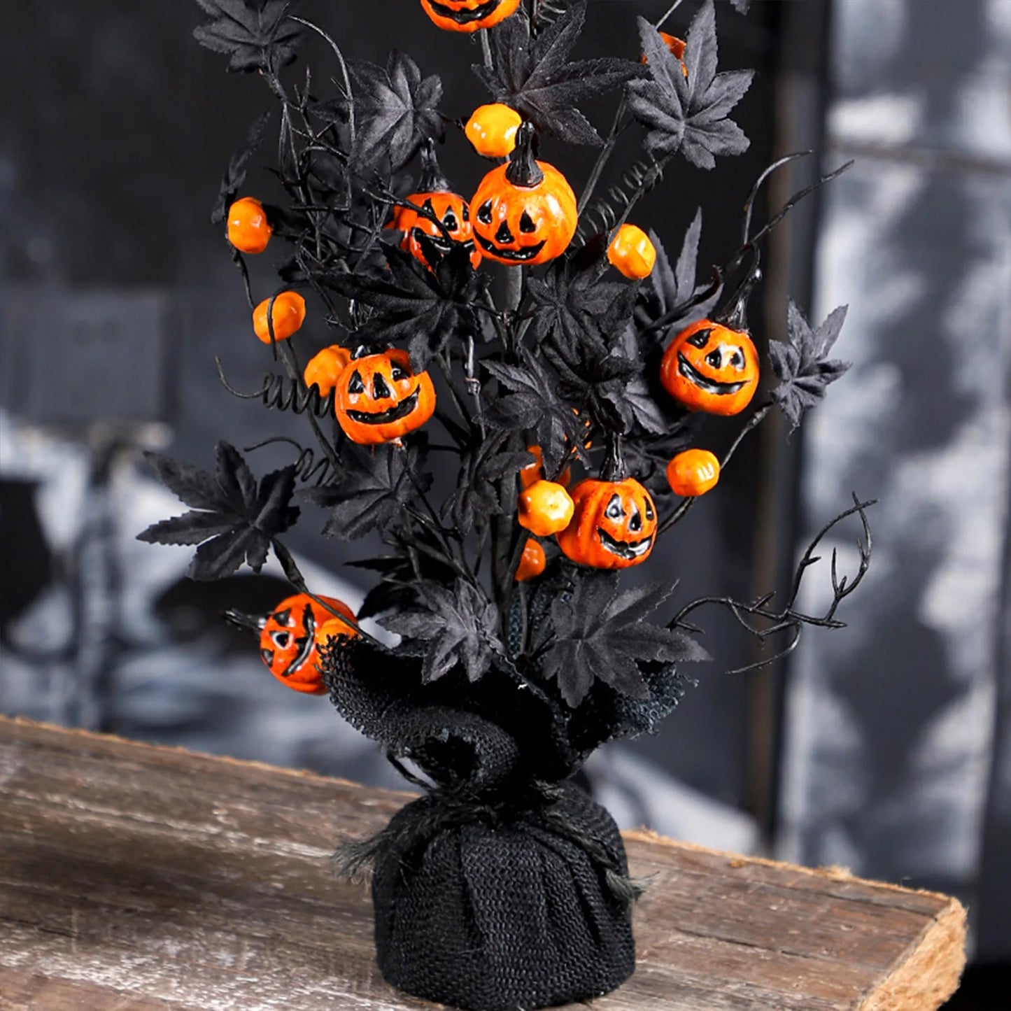 Halloween Pumpkin Maple Leaf Tree Decor