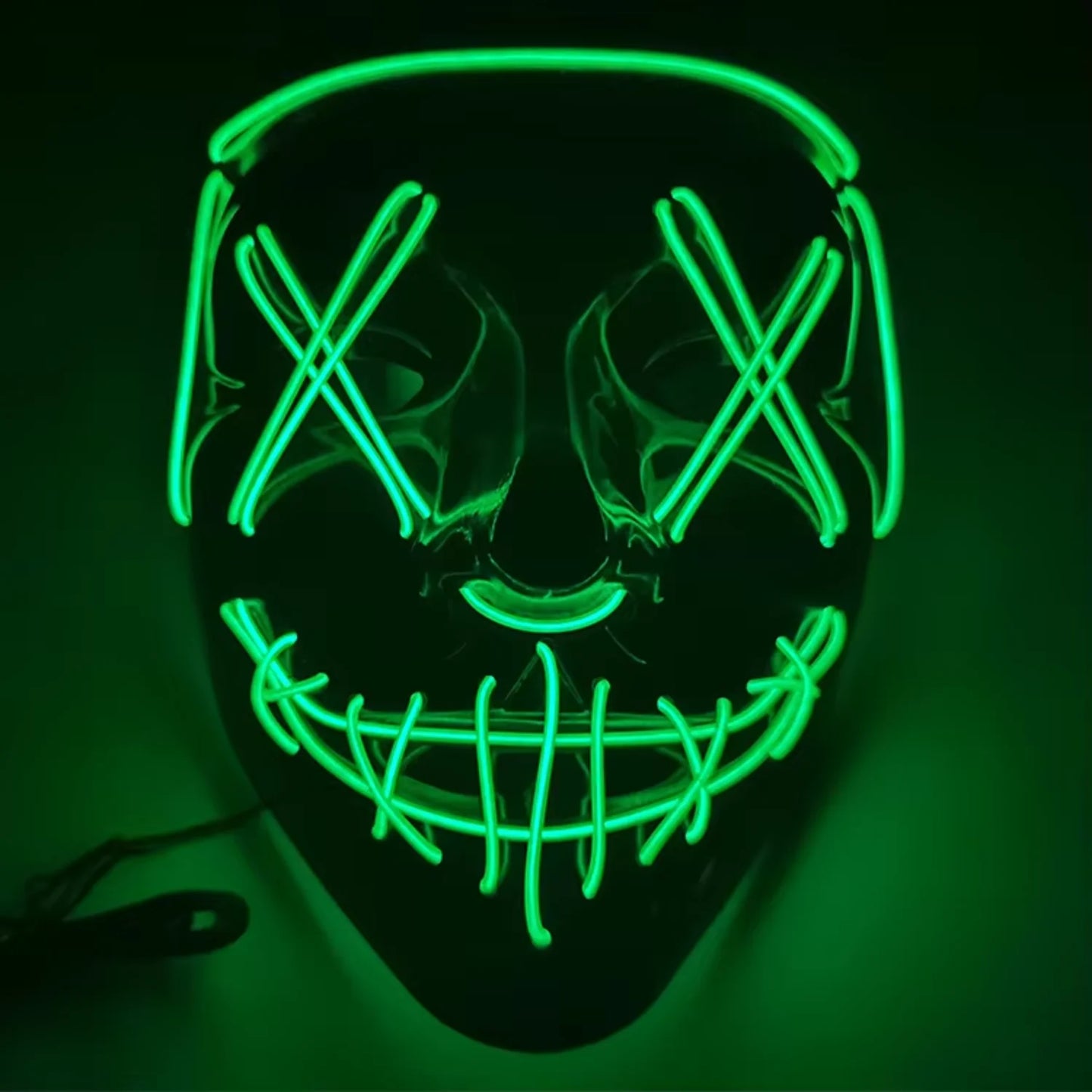 LED Halloween Purge Mask – Glowing Light-Up Party Mask with 3 Flash Modes (Multiple Colors)