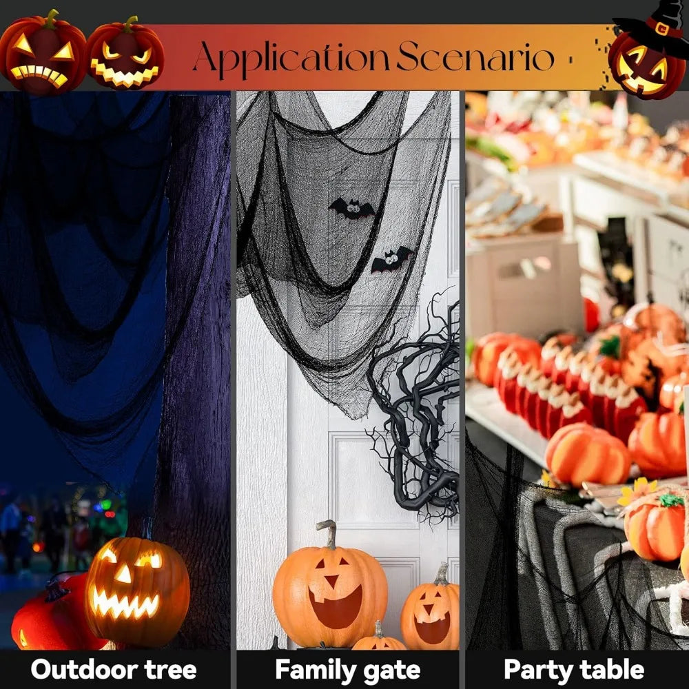 6 Pack Halloween Creepy Black Cloth – 30x72 Inch Spooky Fabric for Haunted House & Party Decoration