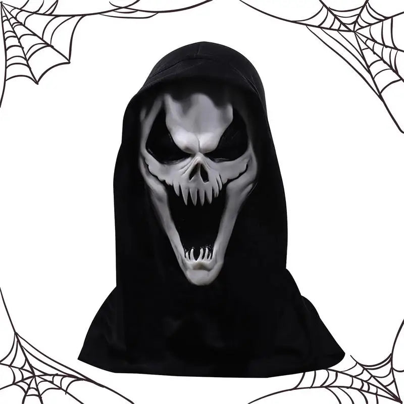 Halloween Scream Skull Mask – Horror Face Cover for Men, Breathable Stretch Costume Hood
