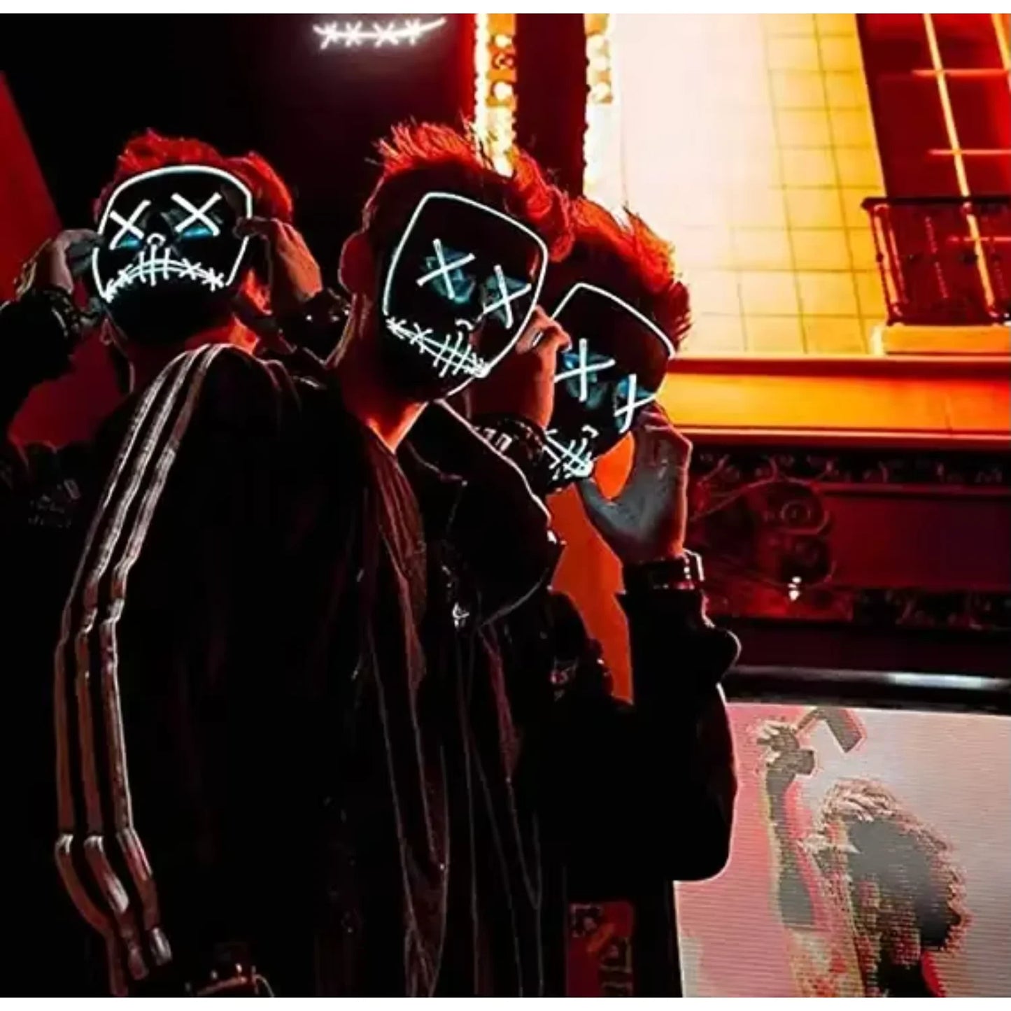 LED Halloween Purge Mask – Glowing Light-Up Party Mask with 3 Flash Modes (Multiple Colors)