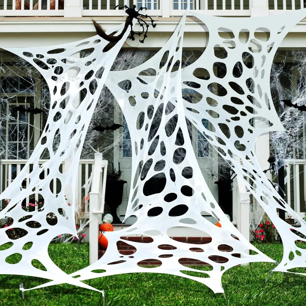 1360 Sqft Cuttable Stretchy Spider Web Halloween Decoration, White Giant Outdoor Beef Netting Halloween Spider Webs, DIY Spooky