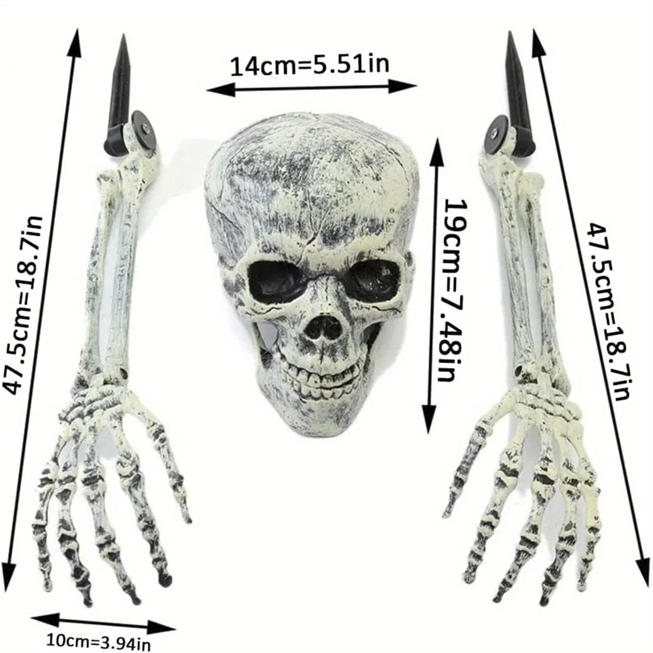 Halloween Skeleton Lawn Decoration – Skull & Arm Stakes Set