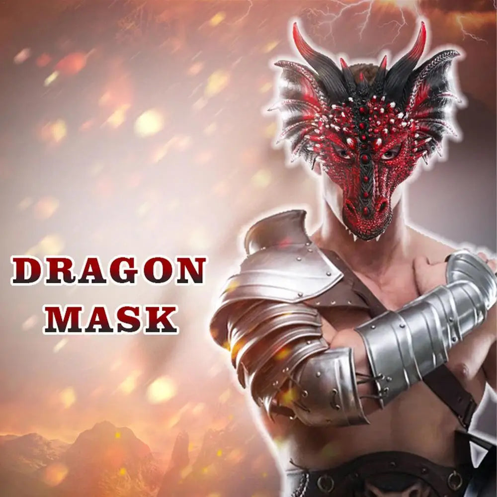 Dragon Head Mask – Red & Black PU Foam Full Head Cosplay Mask for Halloween and Party Events