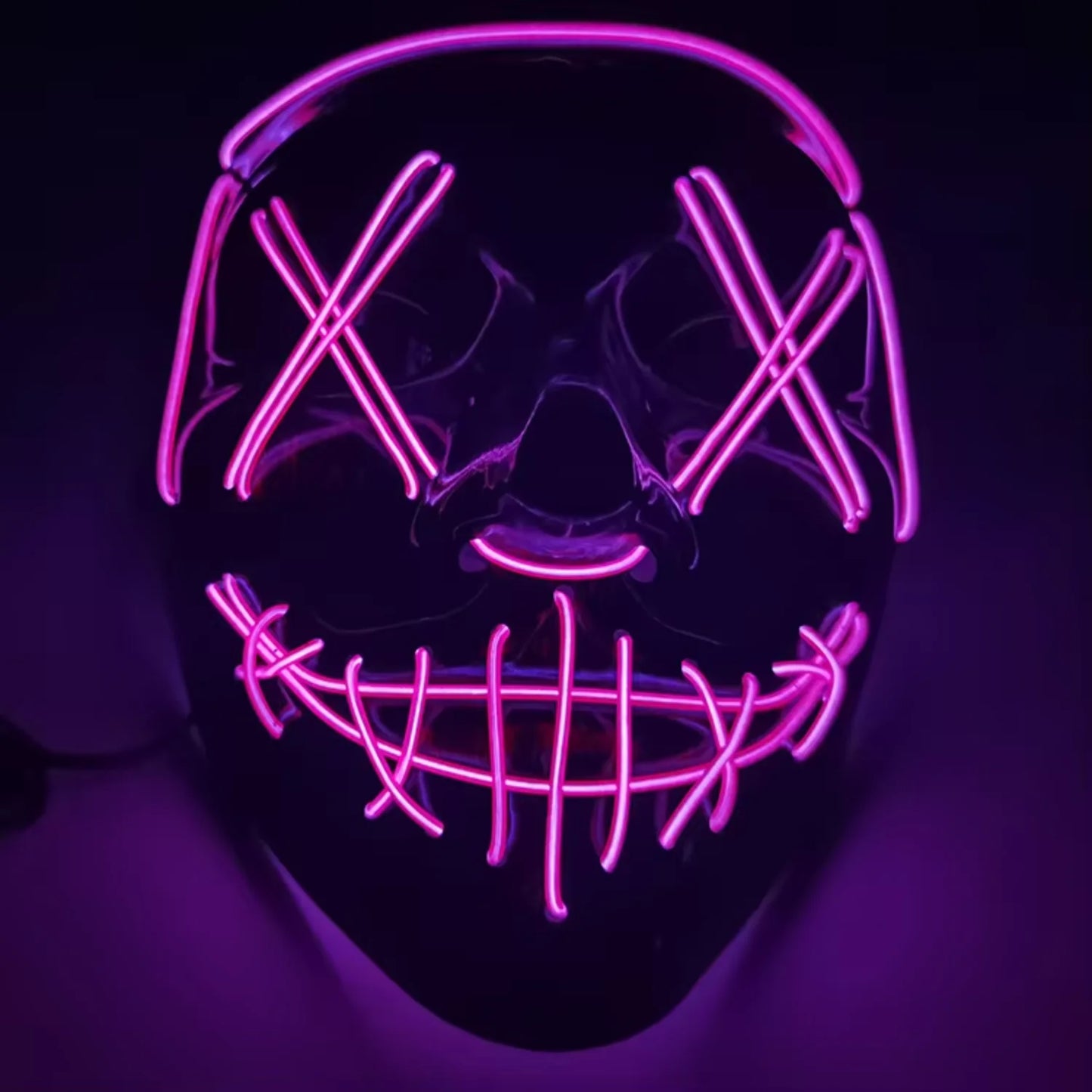LED Halloween Purge Mask – Glowing Light-Up Party Mask with 3 Flash Modes (Multiple Colors)