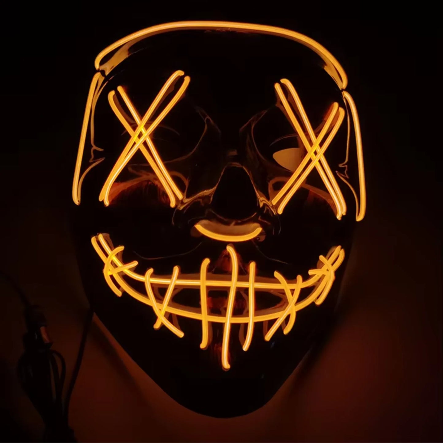 LED Halloween Purge Mask – Glowing Light-Up Party Mask with 3 Flash Modes (Multiple Colors)