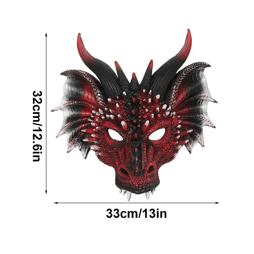 Dragon Head Mask – Red & Black PU Foam Full Head Cosplay Mask for Halloween and Party Events