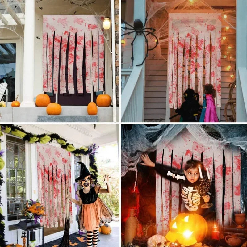 Halloween Bloody Handprint Door Curtain 65x39 Inch Polyester