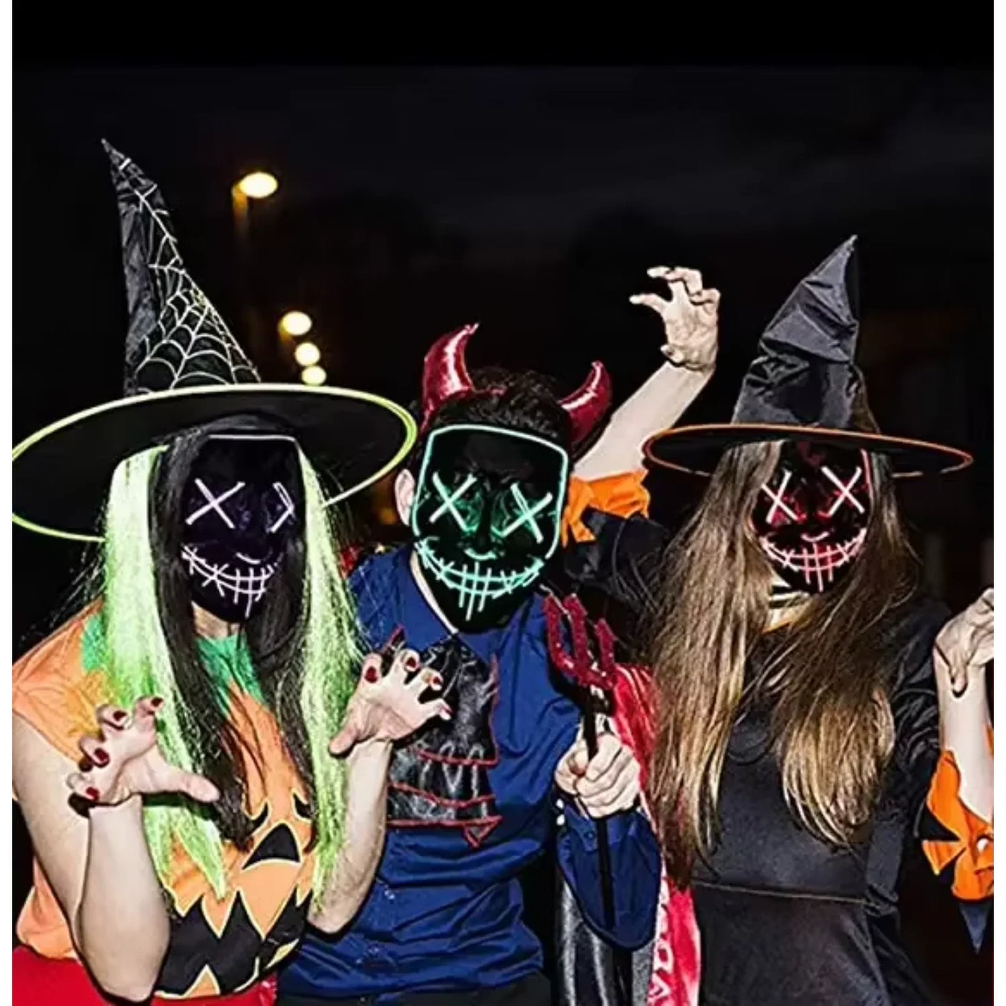 LED Halloween Purge Mask – Glowing Light-Up Party Mask with 3 Flash Modes (Multiple Colors)