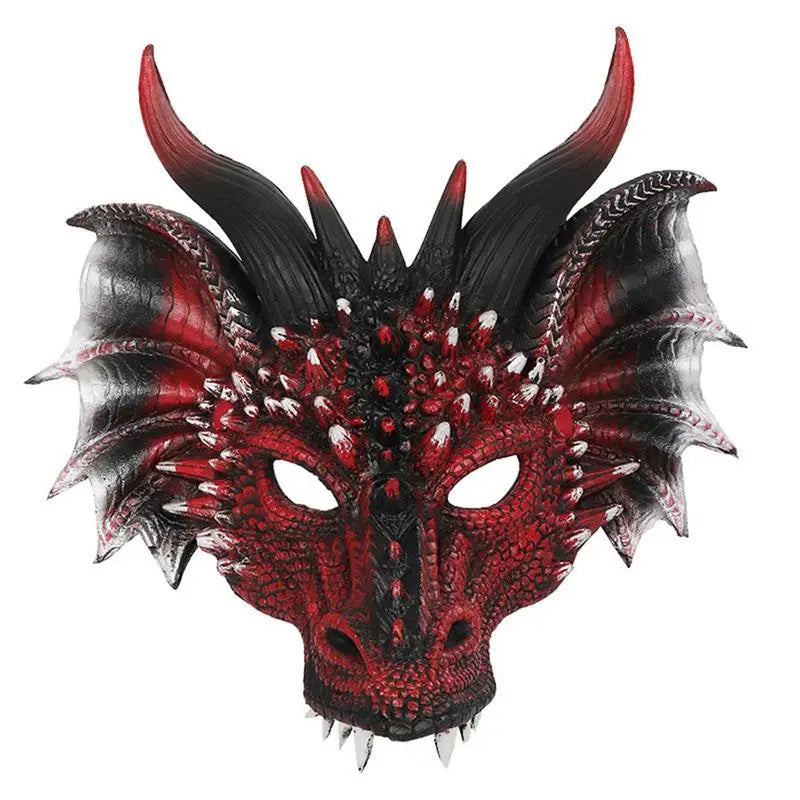 Dragon Head Mask – Red & Black PU Foam Full Head Cosplay Mask for Halloween and Party Events