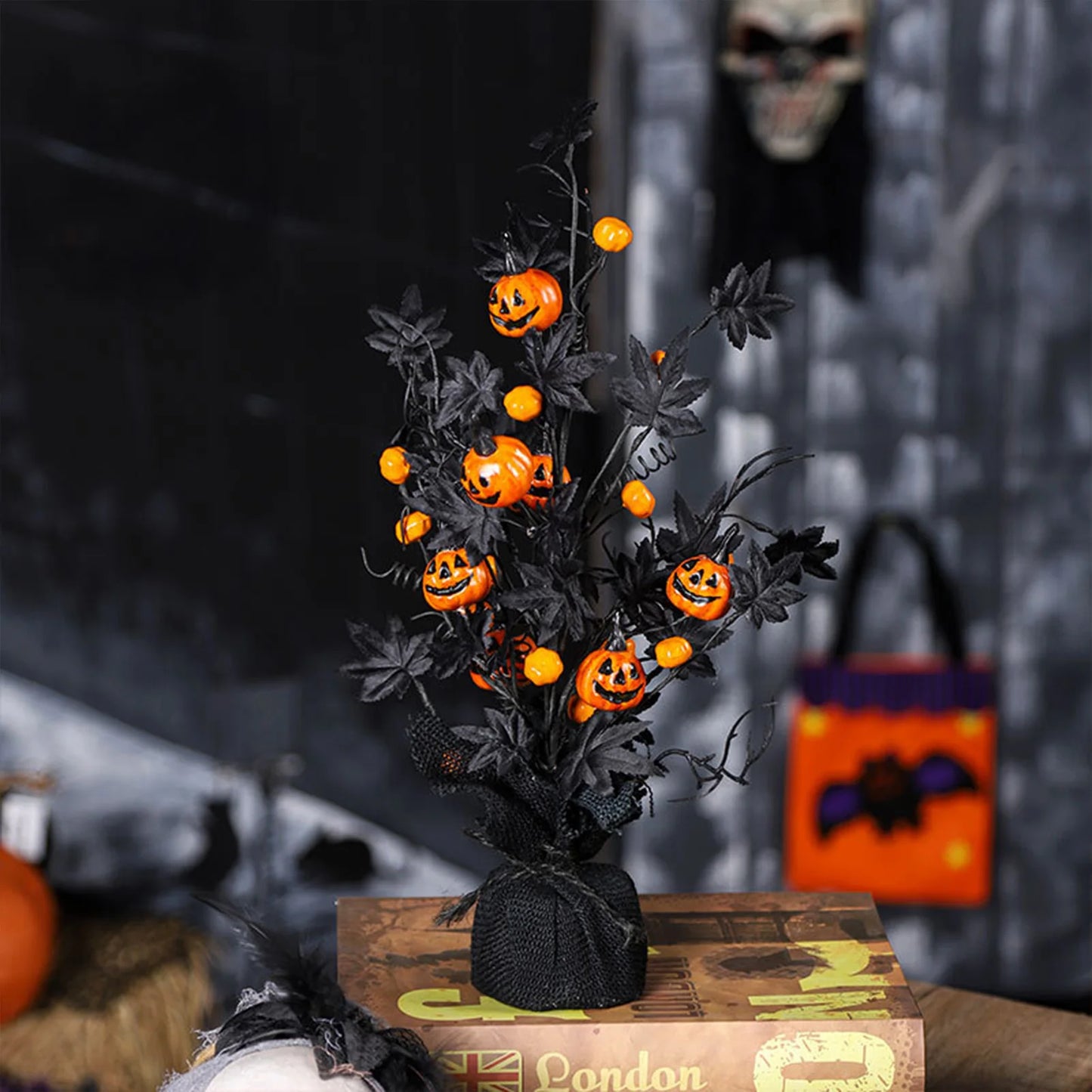 Halloween Pumpkin Maple Leaf Tree Decor