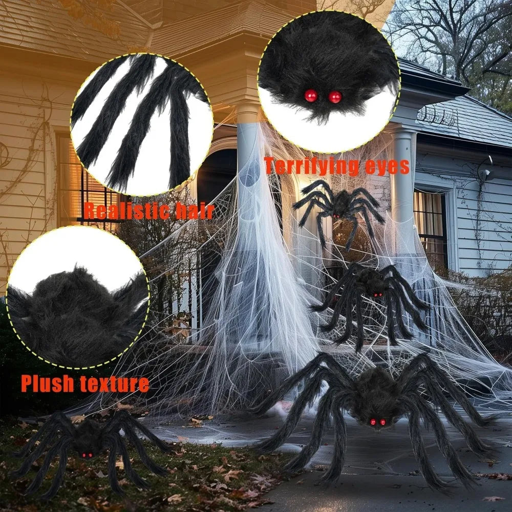 Halloween Giant Spiders Decoration Set