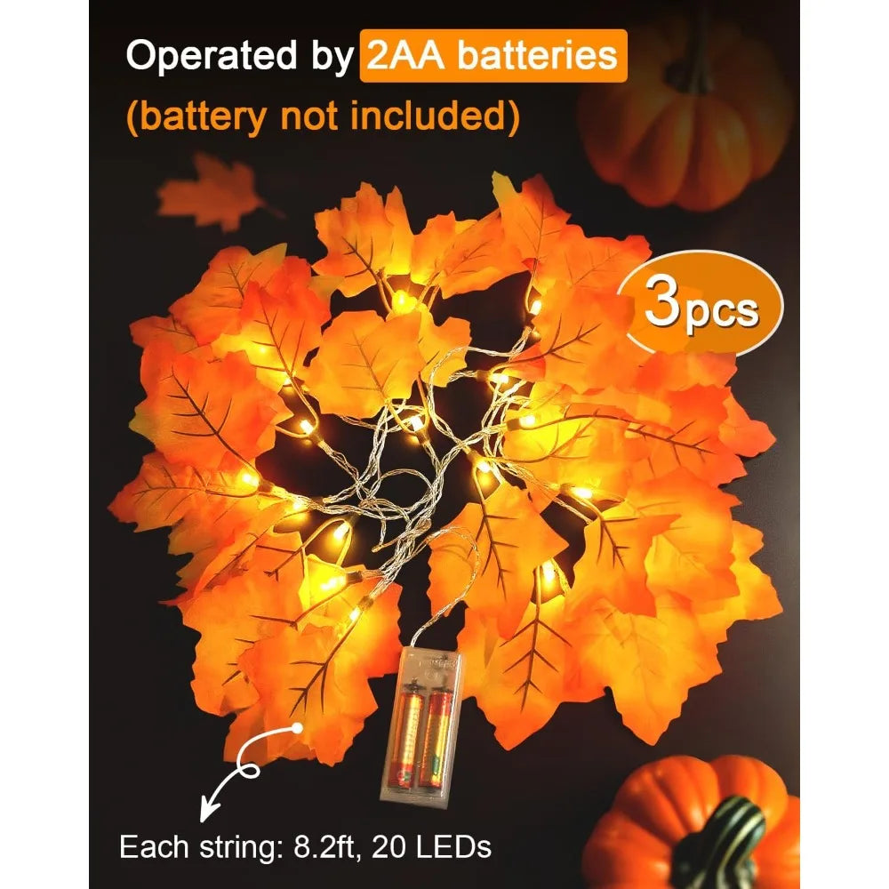 Fall Leaf Garland Lights (3-Pack)