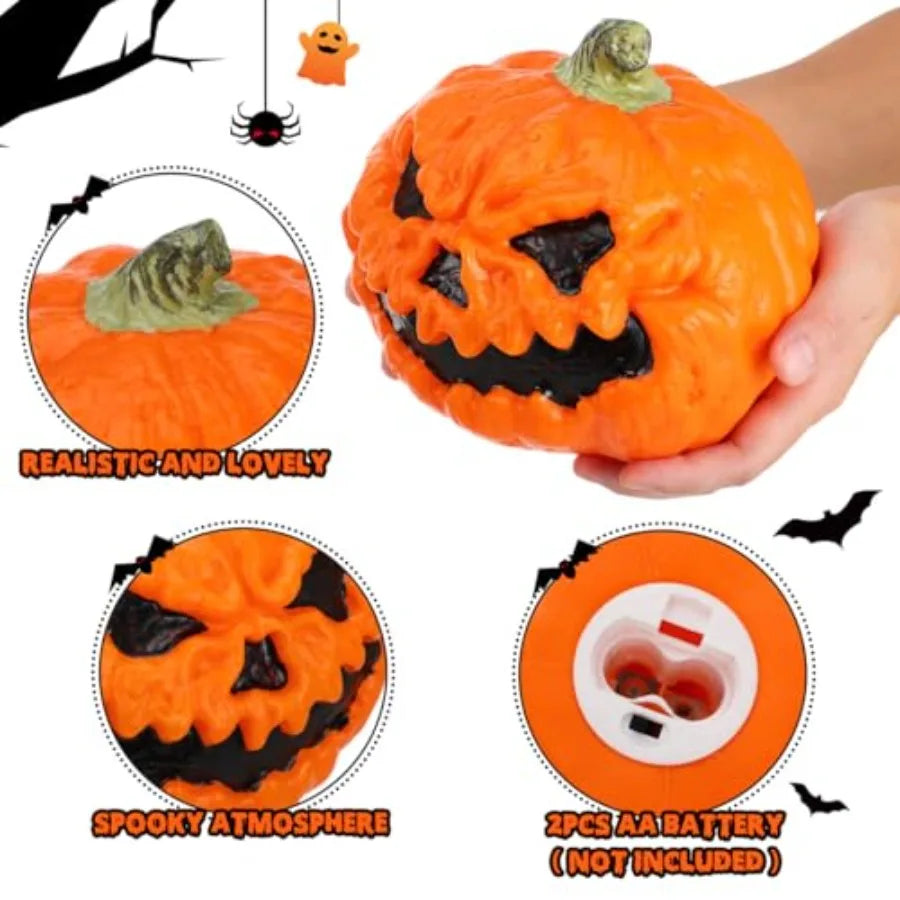 Halloween LED Pumpkin Decoration – 6.6 Inch Light Up Plastic Jack-O’-Lantern