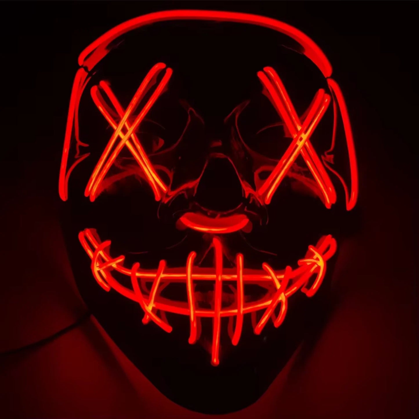 LED Halloween Purge Mask – Glowing Light-Up Party Mask with 3 Flash Modes (Multiple Colors)