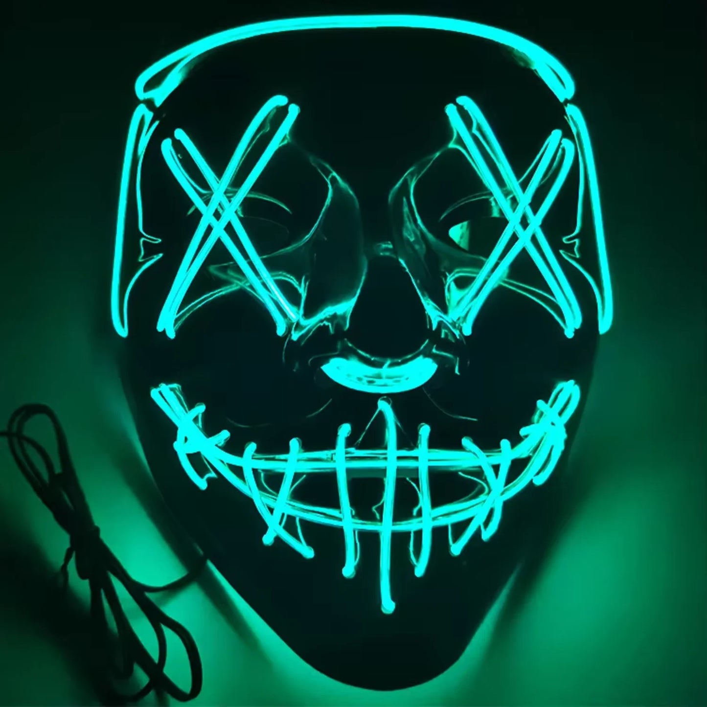 LED Halloween Purge Mask – Glowing Light-Up Party Mask with 3 Flash Modes (Multiple Colors)
