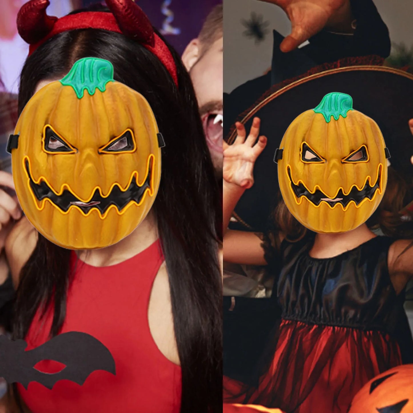 LED Halloween Pumpkin Mask – 3 Light Modes Scary Luminous Pumpkin Head for Adults & Kids