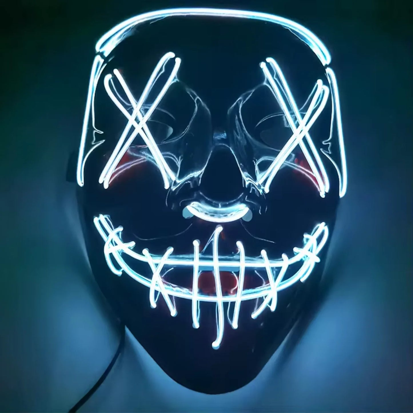LED Halloween Purge Mask – Glowing Light-Up Party Mask with 3 Flash Modes (Multiple Colors)