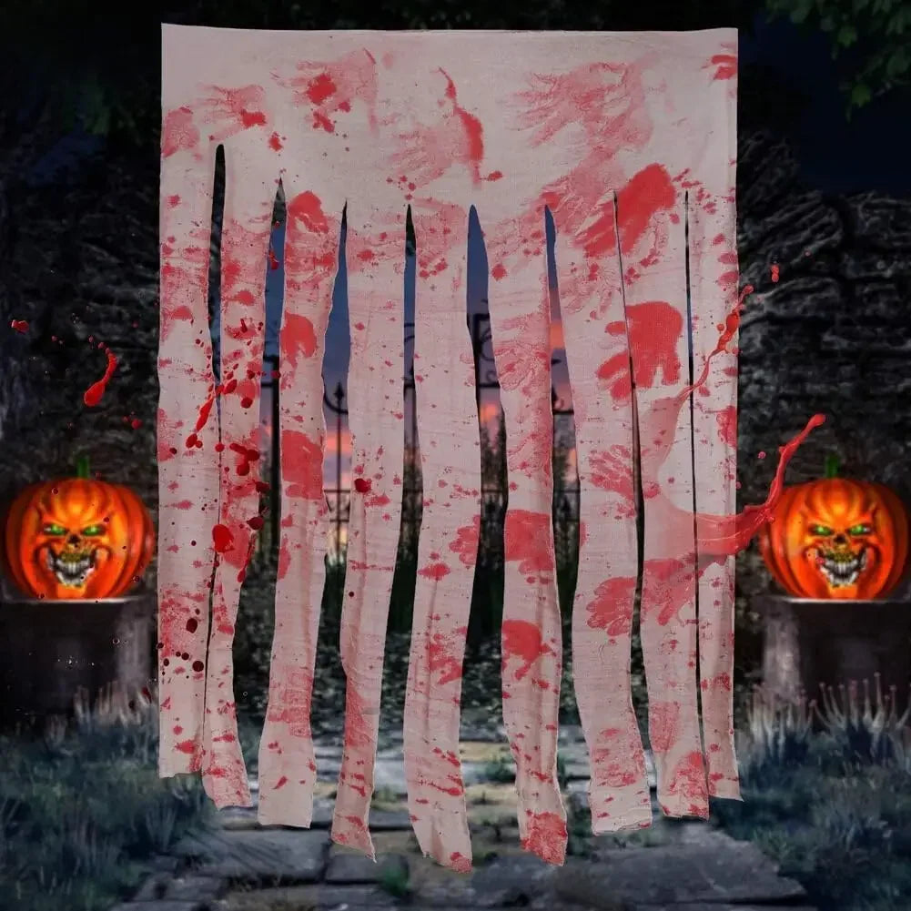 Halloween Bloody Handprint Door Curtain 65x39 Inch Polyester