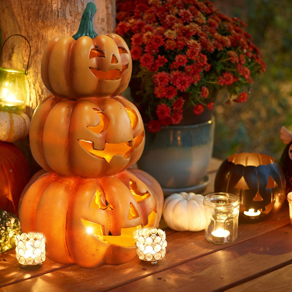 Halloween Light Up Stacked Pumpkins Halloween Party Decor Indoor Outdoor Decorations