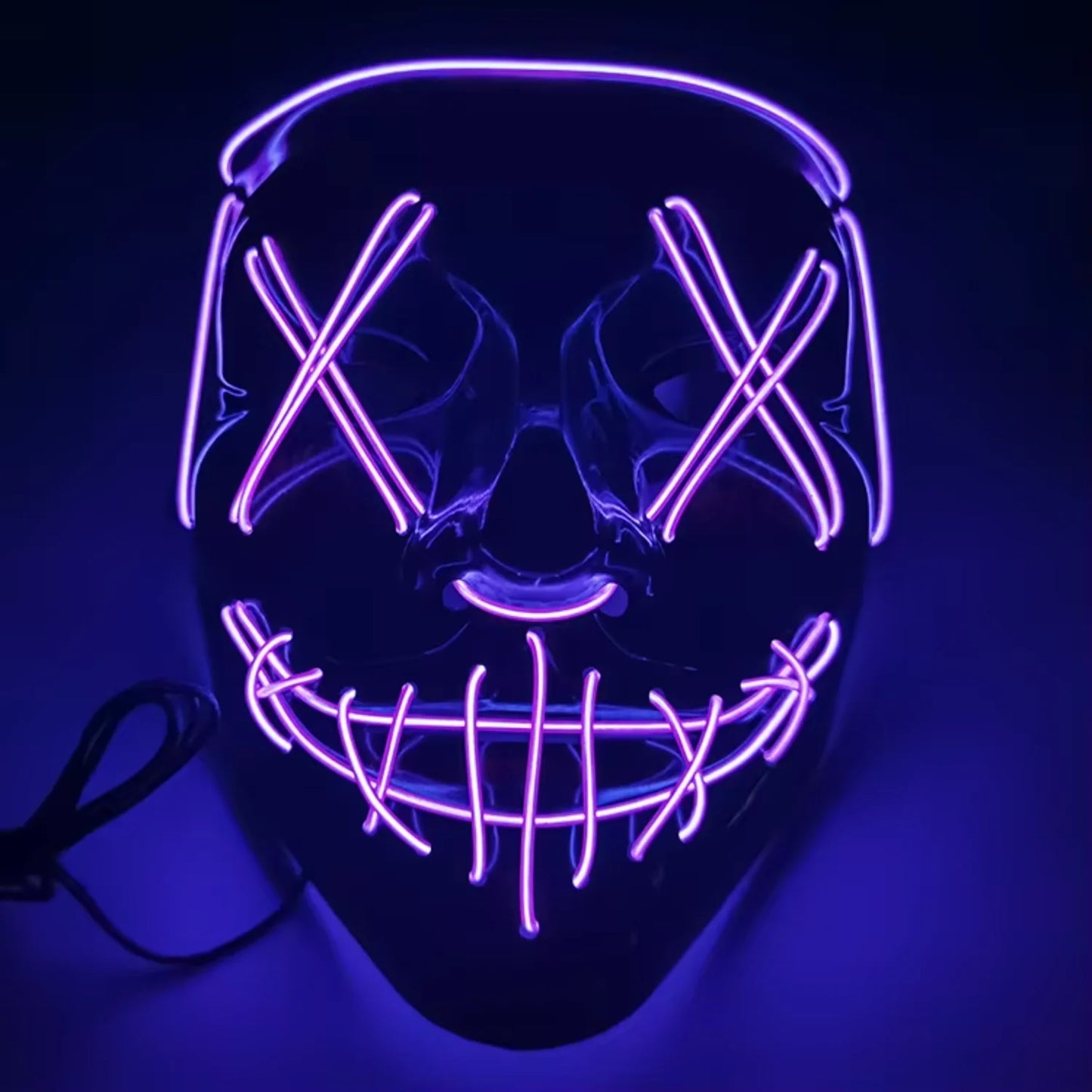 LED Halloween Purge Mask – Glowing Light-Up Party Mask with 3 Flash Modes (Multiple Colors)
