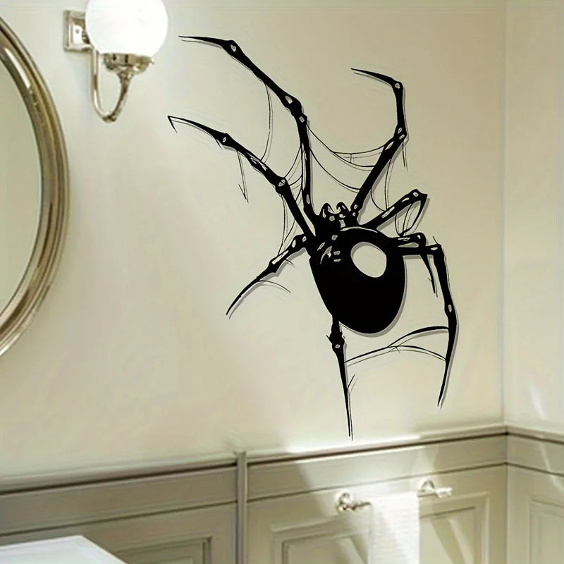 Large Halloween Spider Wall Decal – Black PVC Removable Sticker