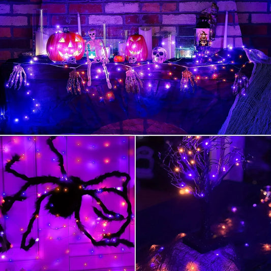 Solar Purple & Orange Halloween Lights