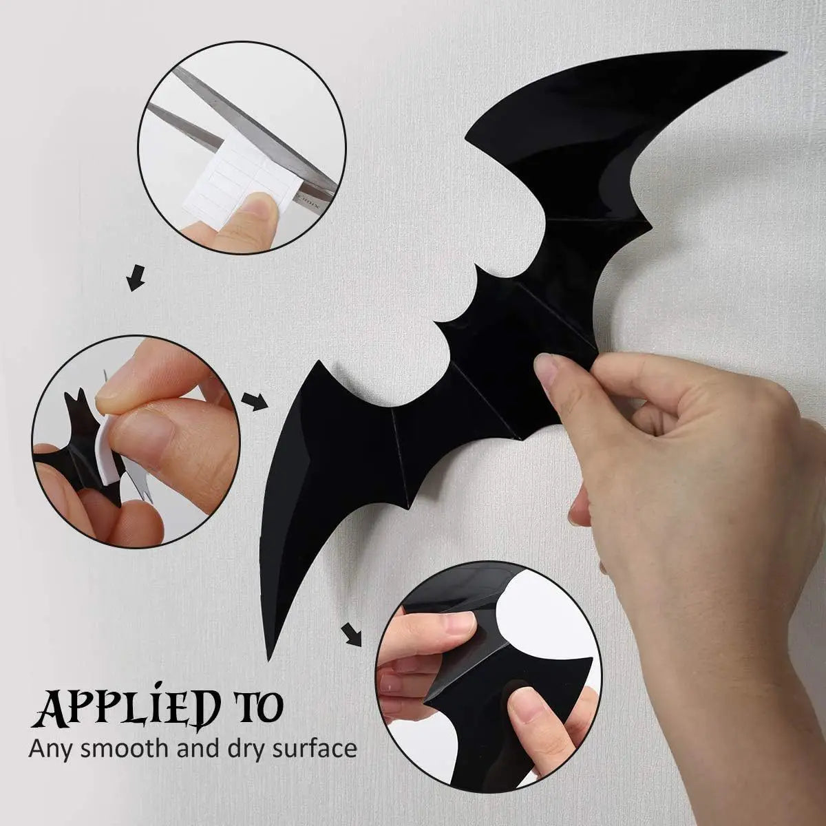 96 pieces of 3D black bat wall stickers.