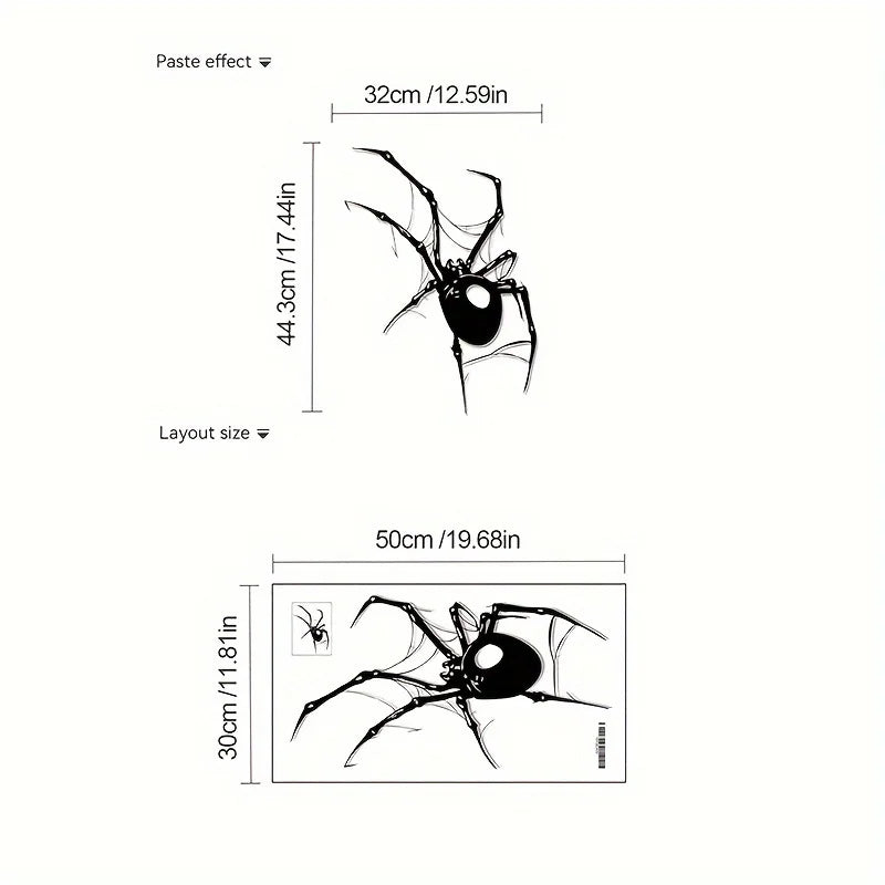 Large Halloween Spider Wall Decal – Black PVC Removable Sticker