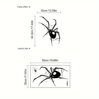 Large Halloween Spider Wall Decal – Black PVC Removable Sticker