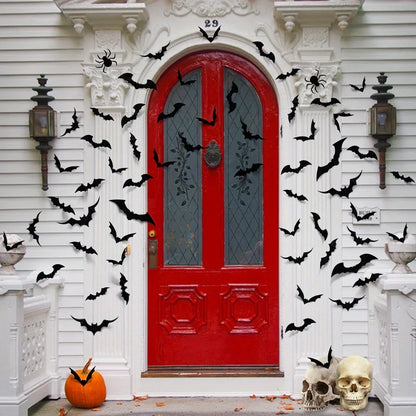 96 pieces of 3D black bat wall stickers.