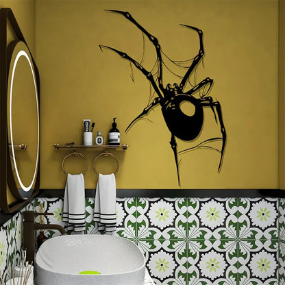 Large Halloween Spider Wall Decal – Black PVC Removable Sticker