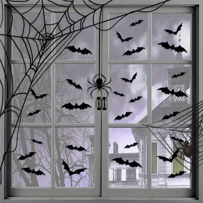 96 pieces of 3D black bat wall stickers.