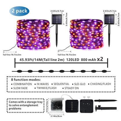 Solar Purple & Orange Halloween Lights