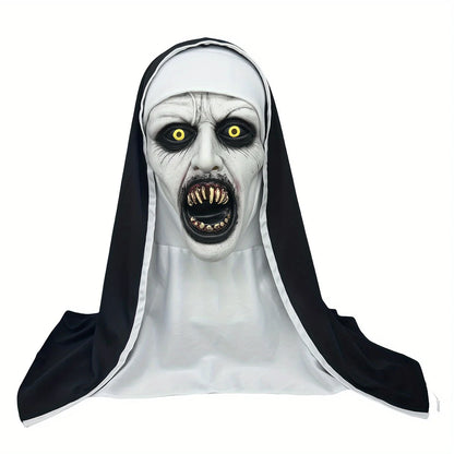 Horror Nun Mask – Scary Latex Face Cover for Halloween Cosplay & Haunted Costume Parties