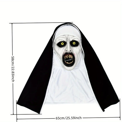Horror Nun Mask – Scary Latex Face Cover for Halloween Cosplay & Haunted Costume Parties