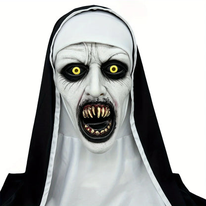 Horror Nun Mask – Scary Latex Face Cover for Halloween Cosplay & Haunted Costume Parties
