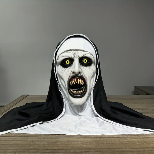 Horror Nun Mask – Scary Latex Face Cover for Halloween Cosplay & Haunted Costume Parties