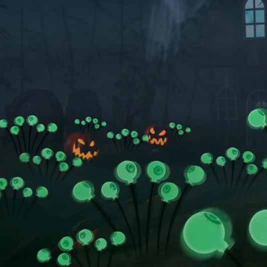 Solar Halloween Eyeball Lights – 4PCS Swaying LED Pathway Decorations (24 LEDs, Waterproof IP65)