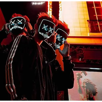 LED Halloween Purge Mask – Glowing Light-Up Party Mask with 3 Flash Modes (Multiple Colors)